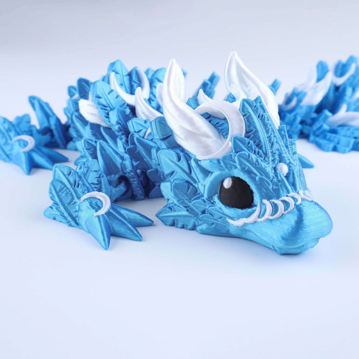 3D Printed Lunar Baby Dragon Fidget Toy – Articulated Fantasy Desk Toy Gift