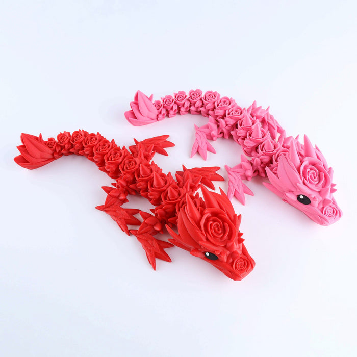 3D Printed Rose Baby Dragon Fidget Toy – Articulated Floral Desk Toy Gift