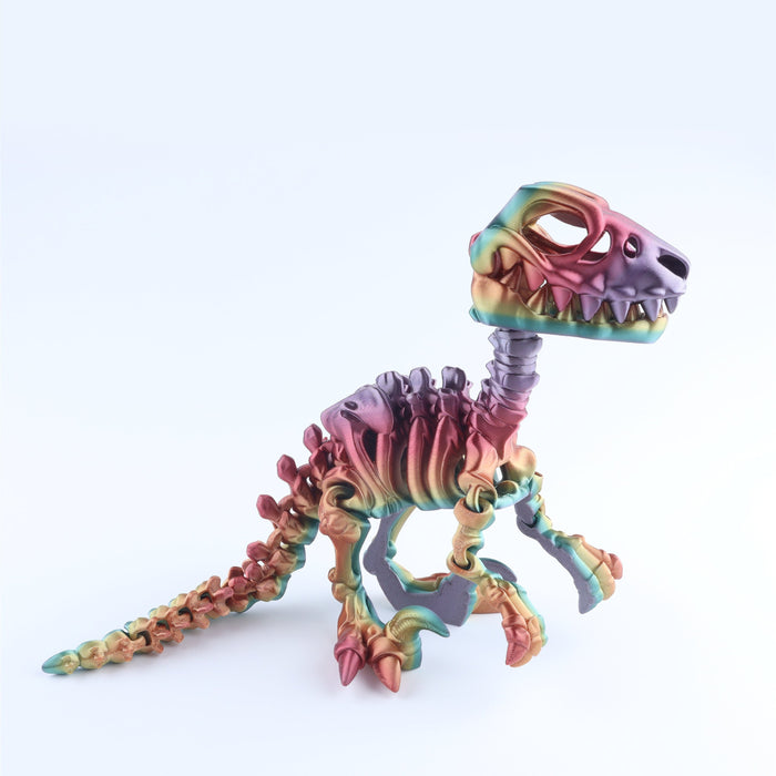 3D Printed Raptor Skeleton Fidget Toy – Articulated Dinosaur Desk Toy Gift
