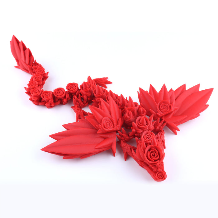 3D Printed Rose Winged Dragon Fidget Toy – Articulated Floral Desk Toy Gift