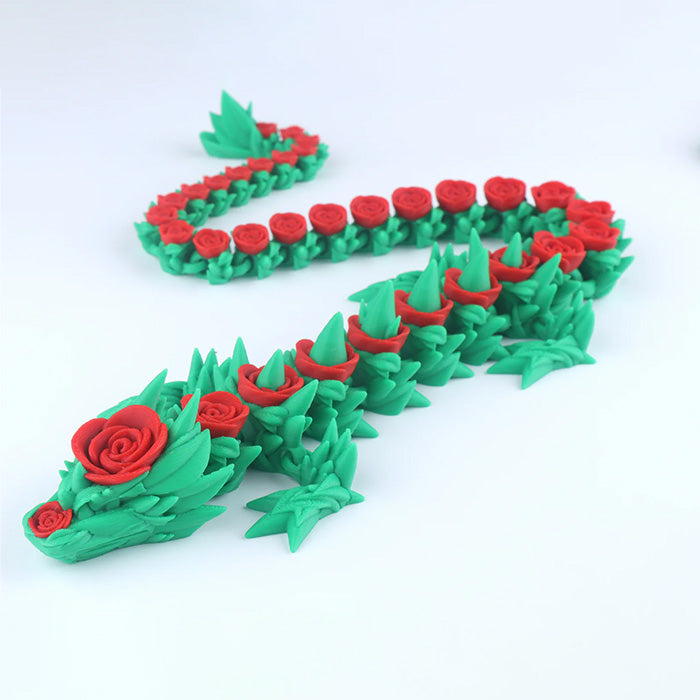 3D Printed Rose Dragon Fidget Toy – Articulated Floral Desk Toy Gift