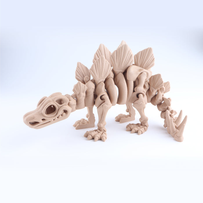 3D Printed Stegosaurus Skeleton Fidget Toy – Articulated Dinosaur Desk Toy Gift