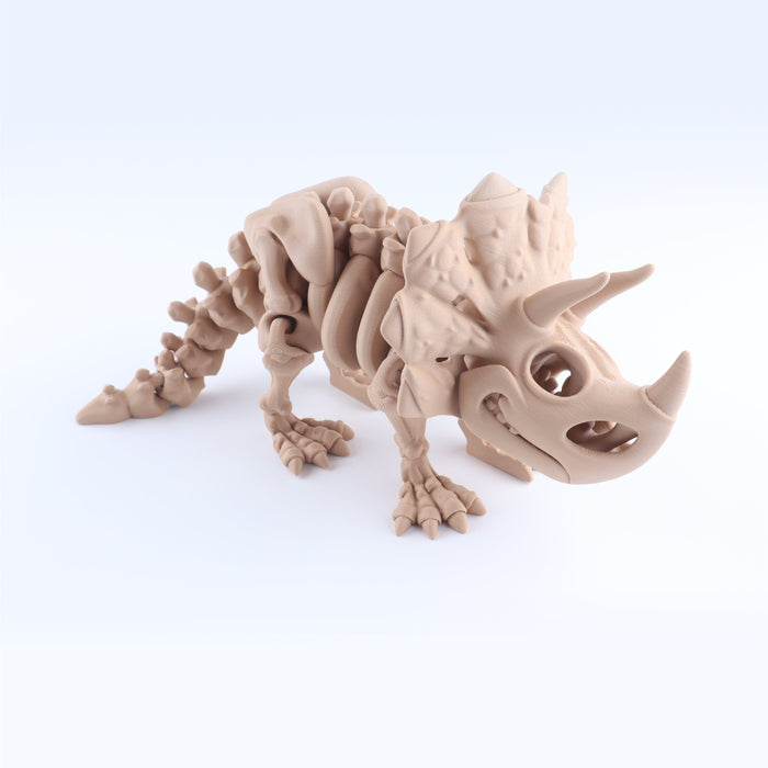 3D Printed Triceratops Skeleton Fidget Toy – Articulated Dinosaur Desk Toy Gift
