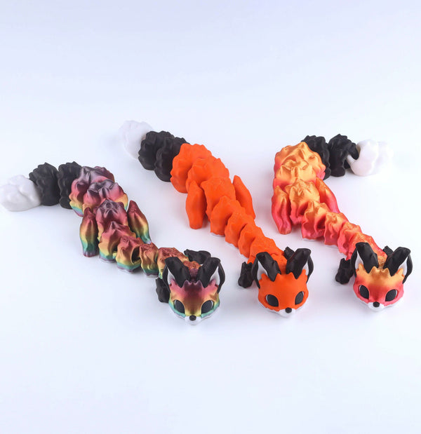3D Printed Yuna Cute Fox Fidget Toy – Articulated Flexible Desk Toy Gift